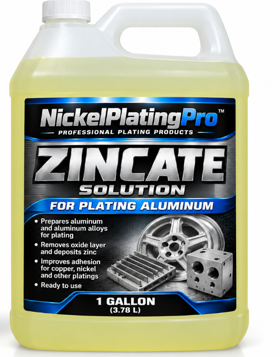NickelPlatingPro one gallon ready-to-use zincate solution container for plating aluminum